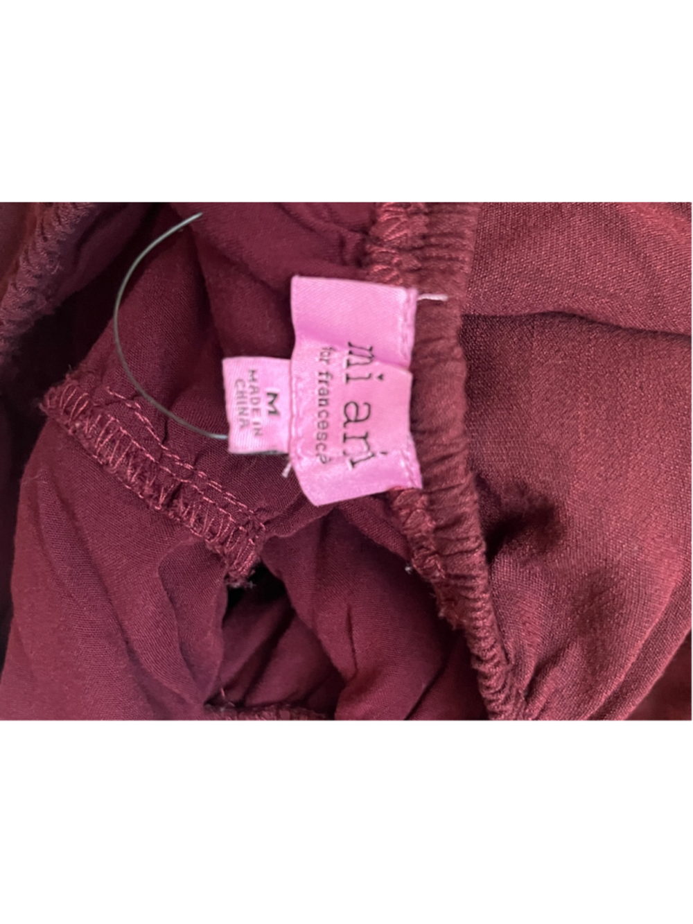 Women's Miari for Francesca's Burgundy Puff Sleeve Mini Dress M - Picture 6 of 7